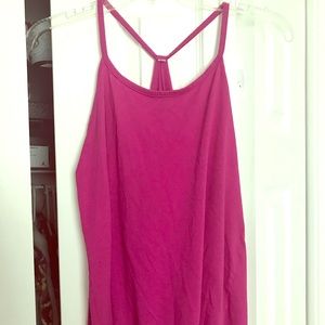 Fuchsia Fabletics work out tank. Cute back!